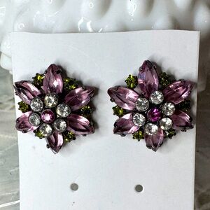 Avon Flower Rhinestone Earrings